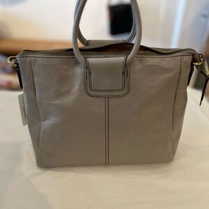 Elegant Gray Leather Tote Bag